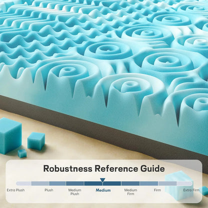 3 Inch Memory Foam Mattress Topper, 7-Zone Twin Mattress Topper with Cooling Gel, CertiPUR-US Certified for Pressure Relief & Enhanced Sleep Comfort