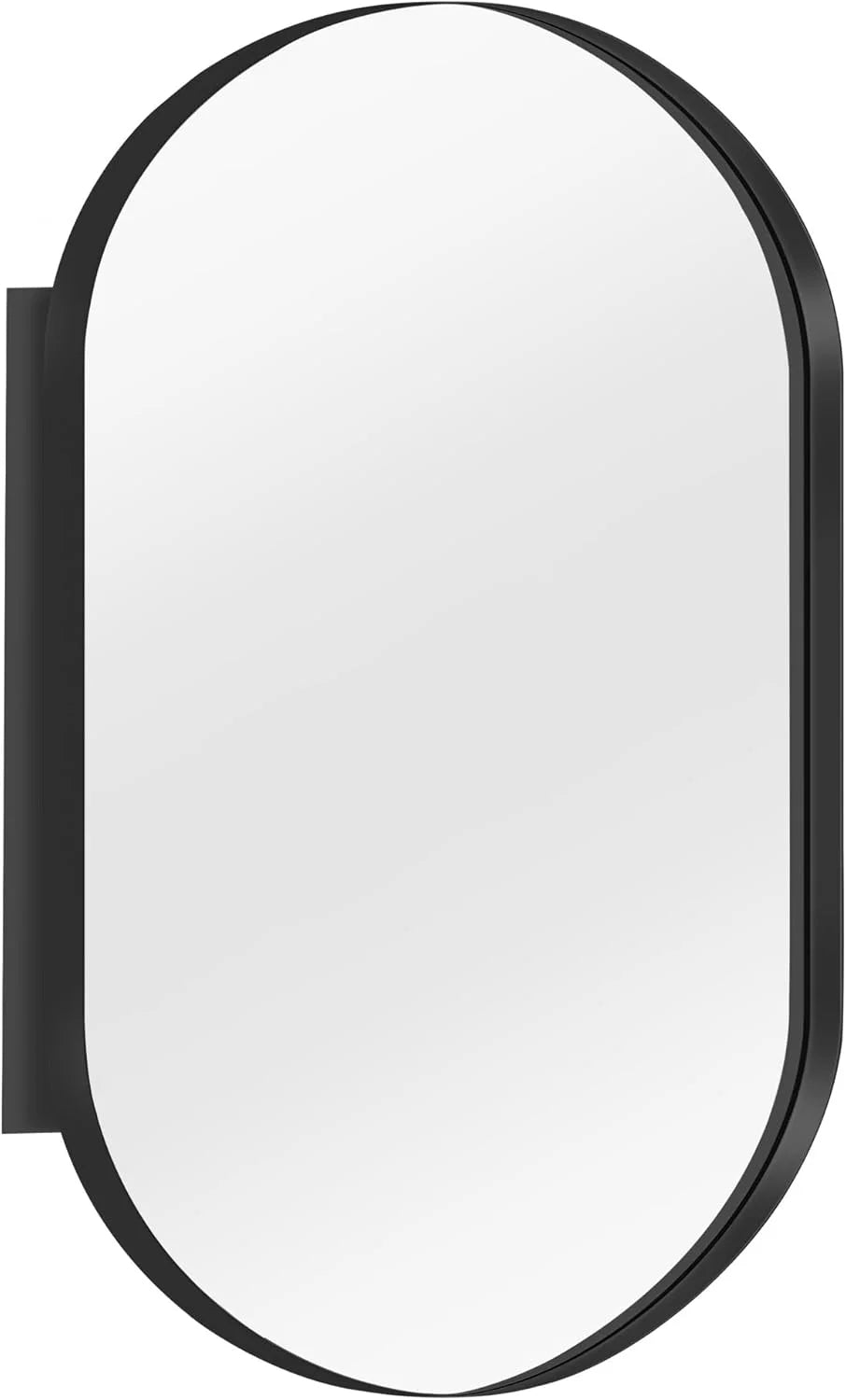 SogesHome Medicine Cabinet with Mirror, 21x34 Oval Mirror Cabinet, Wall Mount Recess Bathroom Vanity Mirror with Storage with 2 Adjustable Shelves, Perfect for Bathroom, Black
