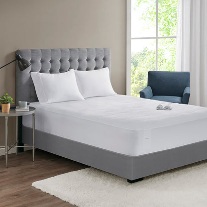 Serta Plush Heated Mattress Pad, Queen, White