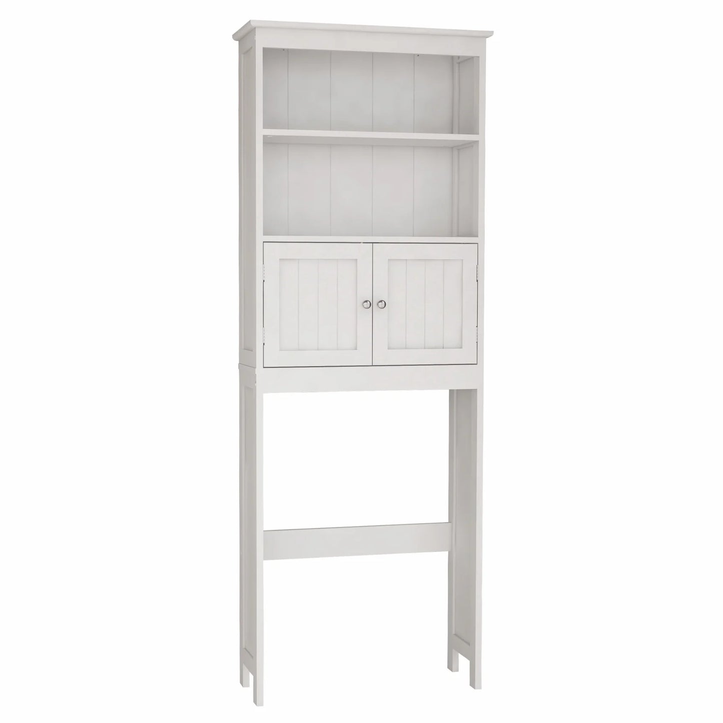 Over The Toilet Storage Cabinet, Over Toilet Bathroom Organizer with Storage Shelf & 2 Open Cabinet, 3-Tiers Bathroom Over Toilet Storage, Over The Toilet Storage Shelf for Bathroom, Laundry, White