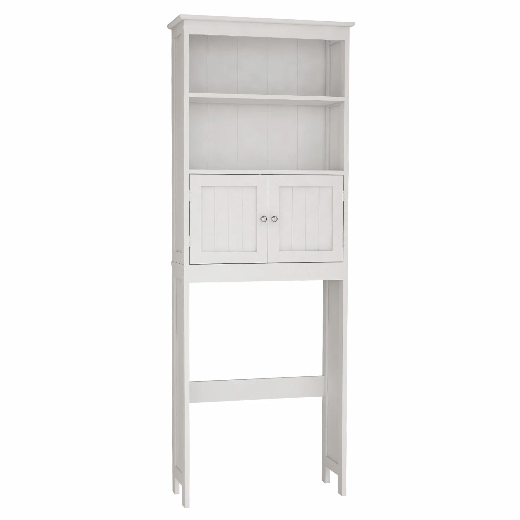 Over The Toilet Storage Cabinet, Over Toilet Bathroom Organizer with Storage Shelf & 2 Open Cabinet, 3-Tiers Bathroom Over Toilet Storage, Over The Toilet Storage Shelf for Bathroom, Laundry, White