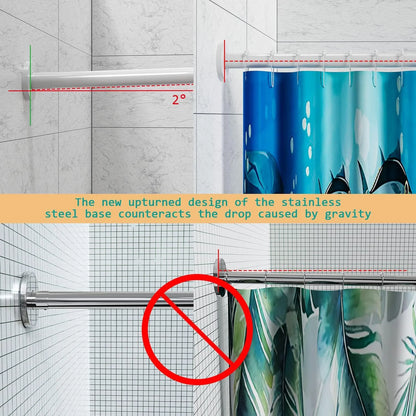 Gleam Adorn Diamond Shaped Shower Curtain Rod (Both Sides: 17"-25.6",Middle:20"-26) Stretchable True 304 Stainless Bathroom Bathtub Corner Rack White