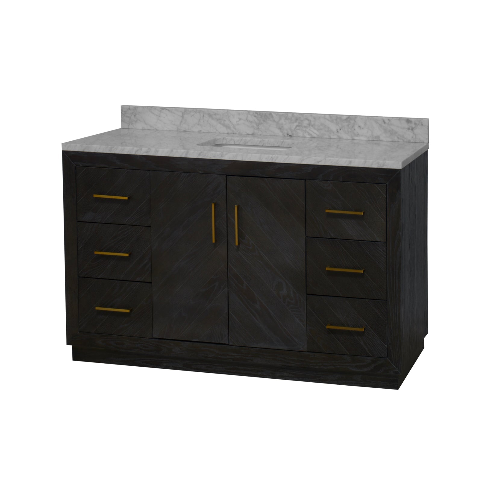 Peyton 60" Single Bathroom Vanity with Gray Oak Cabinet and Carrara Marble Top