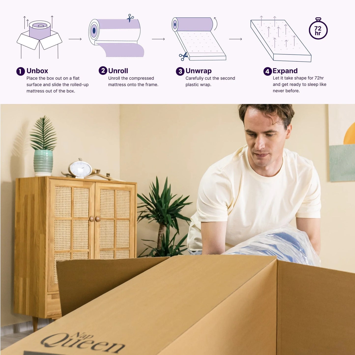 NapQueen Victoria 10" Medium Firm, Hybrid of Cooling Gel Infused Memory Foam and Pocket Spring Mattress, Queen Size