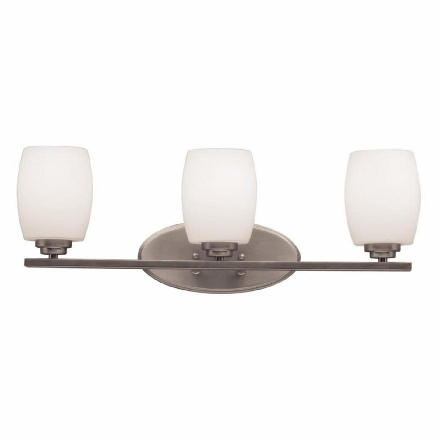 3 Light Bath Vanity Approved For Damp Locations With Contemporary Inspirations 9 Inches Tall By 24 Inches Wide-Brushed Nickel Finish-Incandescent