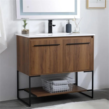 Elegant Kitchen and Bath 36 Inch Single Bathroom Vanity In Walnut Brown
