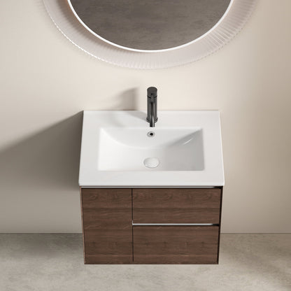 Lisonu 24-Inch Bathroom Vanity Top with Integrated Sink, White Porcelain Ceramic Vanity Sink Top with Oval Basin for a Clean, Modern Bathroom
