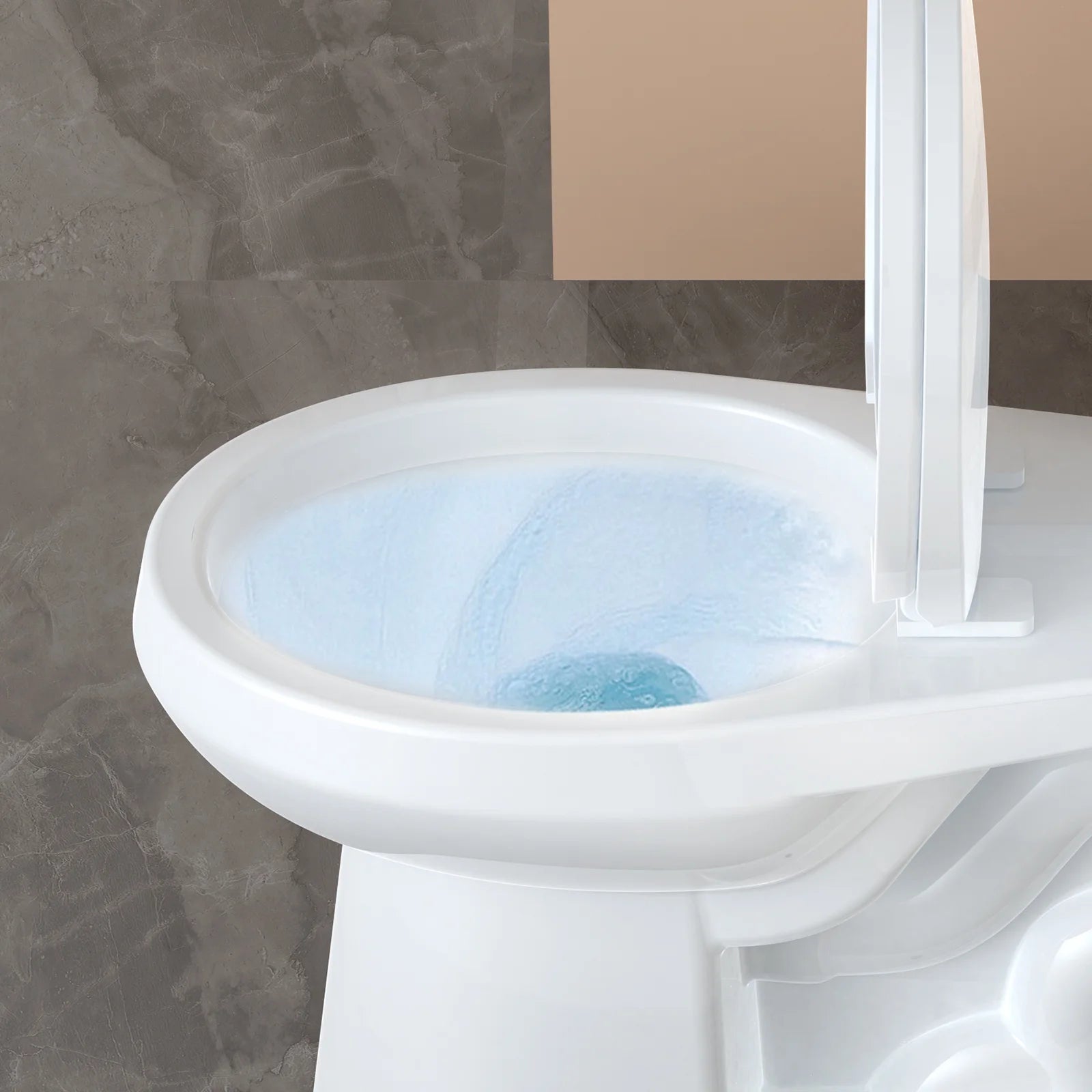 17" Toilet, Round Toilets for Bathrooms, Two-Piece Toilet with Soft Close Seat, 1.28 Siphonic Flush Toilet with Universal Height Cotton White