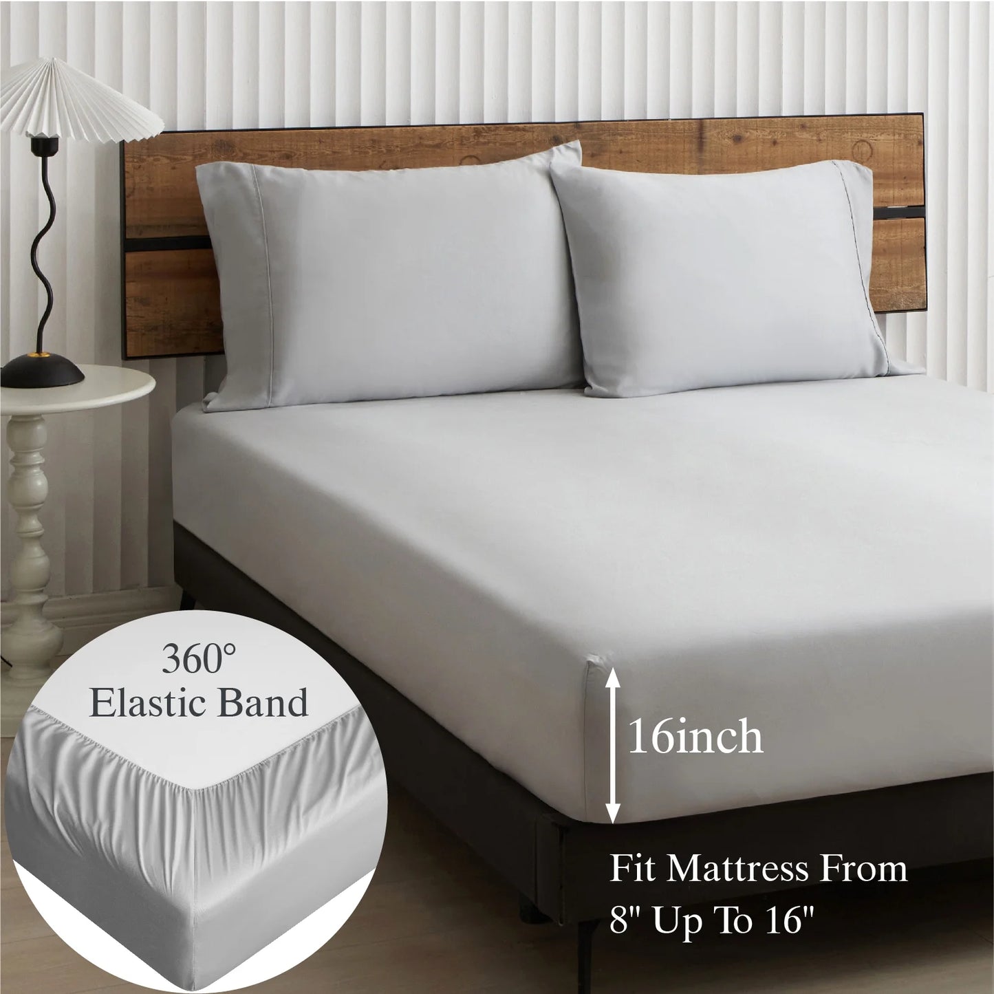 Lidoloka Luxury Lyocell Bed Sheets Set 4Pcs Queen Size for Adult,Cool& Soft,16" Deep Pocket,White