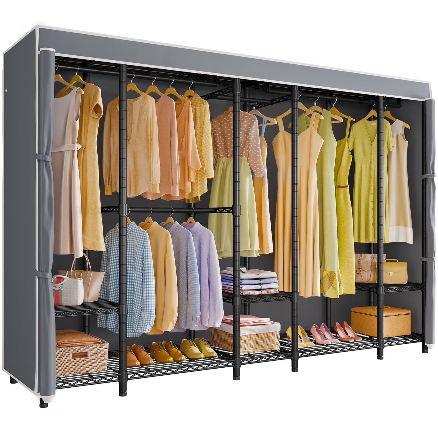 VIPEK V50 Extra Large Portable Closet Rack Bedroom Armoire Freestanding Wardrobe Closet, Heavy Duty Clothes Rack Multi-Functional Metal Clothing Rack for Hanging Clothes, Max Load 1300lbs, Black