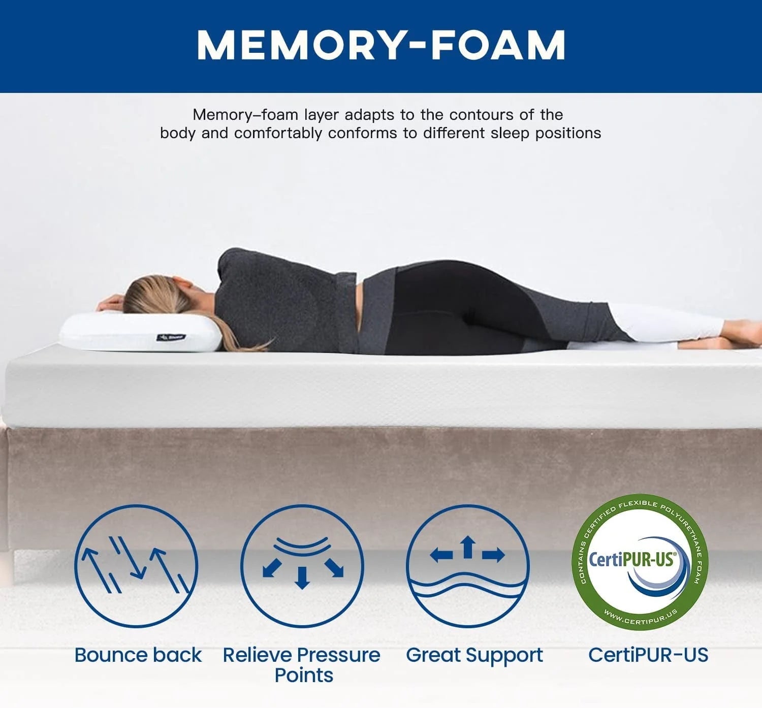 FDW Twin Mattress 6 inch Gel Memory Foam Mattress Queen Mattresses Medium Firm Mattresses,White