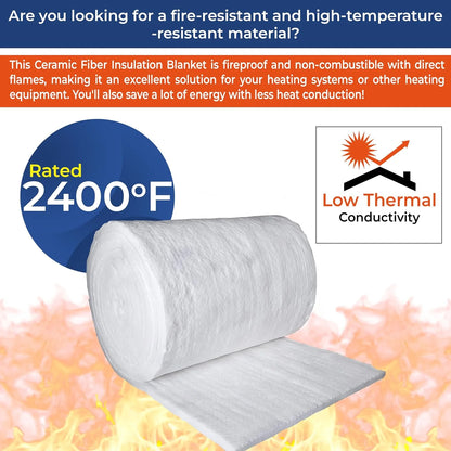 Simond Store Ceramic Fiber Insulation Roll, 2400F - 1"X24"X25', High Density Fireproof Insulation Blanket for Forge