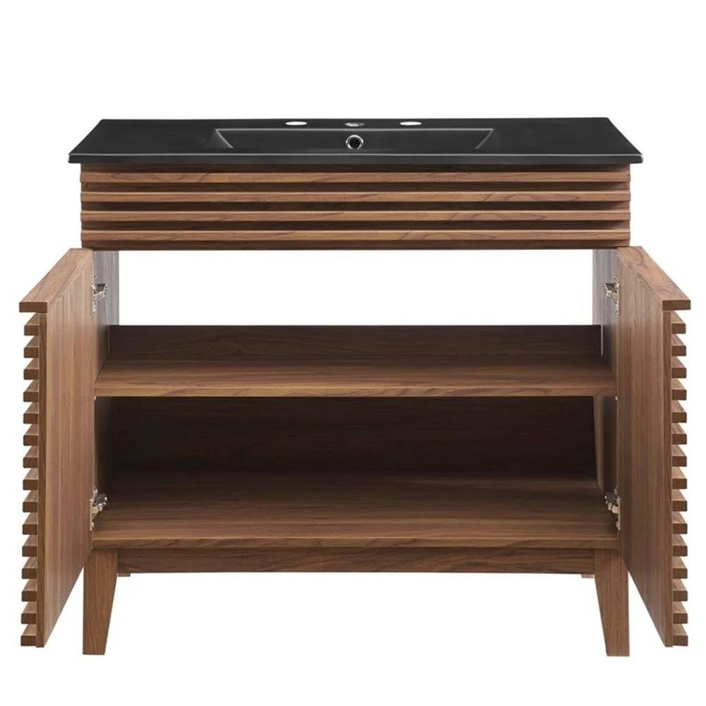Modway Render 36" Bathroom Vanity in Walnut Black