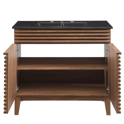 Modway Render 36" Bathroom Vanity in Walnut Black