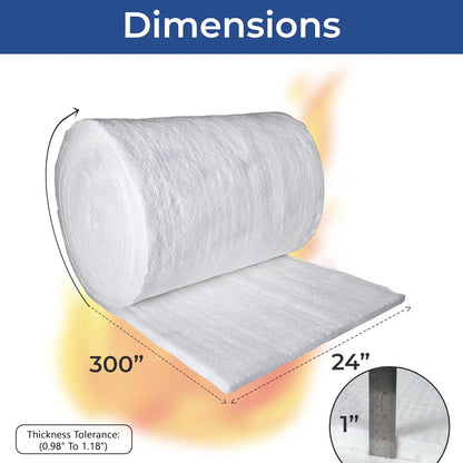 Simond Store Ceramic Fiber Insulation Roll, 2400F - 1"X24"X25', High Density Fireproof Insulation Blanket for Forge