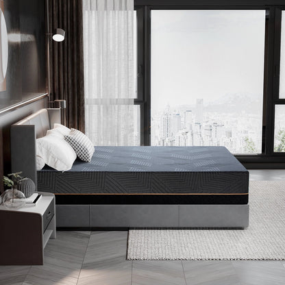 MLILY Ego Black 14 inch Queen Mattress, Cooling Gel Memory Foam Mattress in a box, Queen, Medium