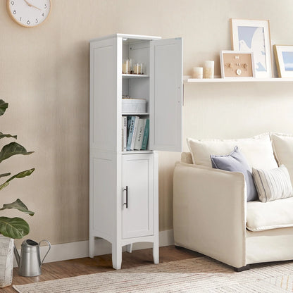 Ktaxon Bathroom Storage Cabinet Narrow Tall, Freestanding Cabinet Storage Tower with 2 Door, White