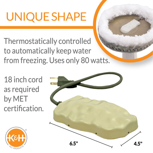 K& H Pet Products Ice Eliminator Super Birdbath Deicer Natural Super 80 Watts
