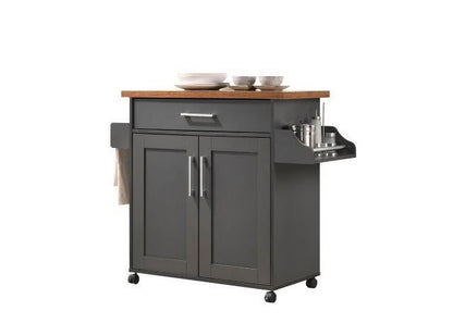 Hodedah Kitchen Cart with Spice Rack plus Towel Holder, Beech