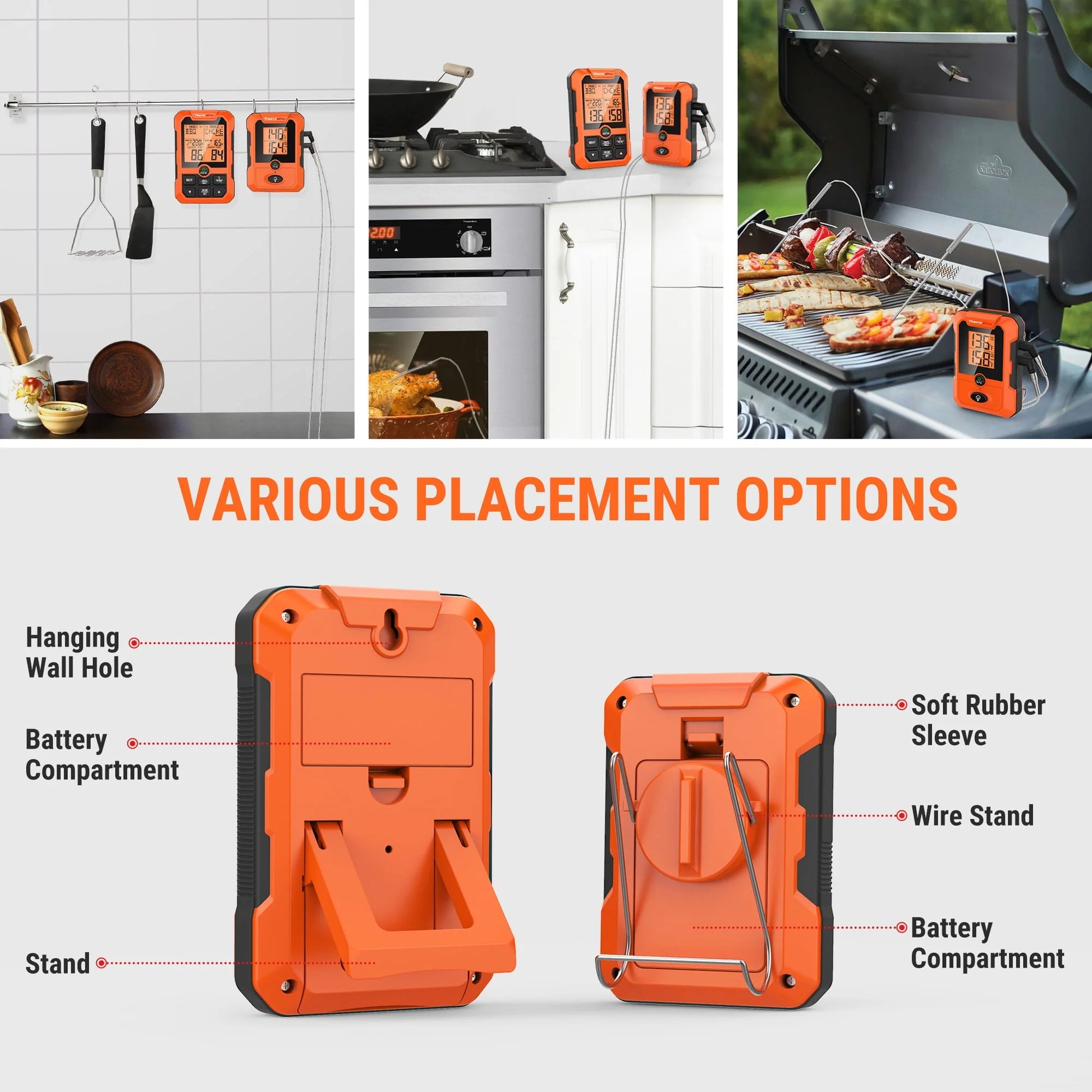ThermoPro TP810W Wireless Meat Thermometer of 500FT, Dual Probe Meat Thermometer for Smoker Oven, Grill Thermometer with Dual Probes, Smart Rechargeable BBQ Thermometer for Cooking Turkey Fish Beef