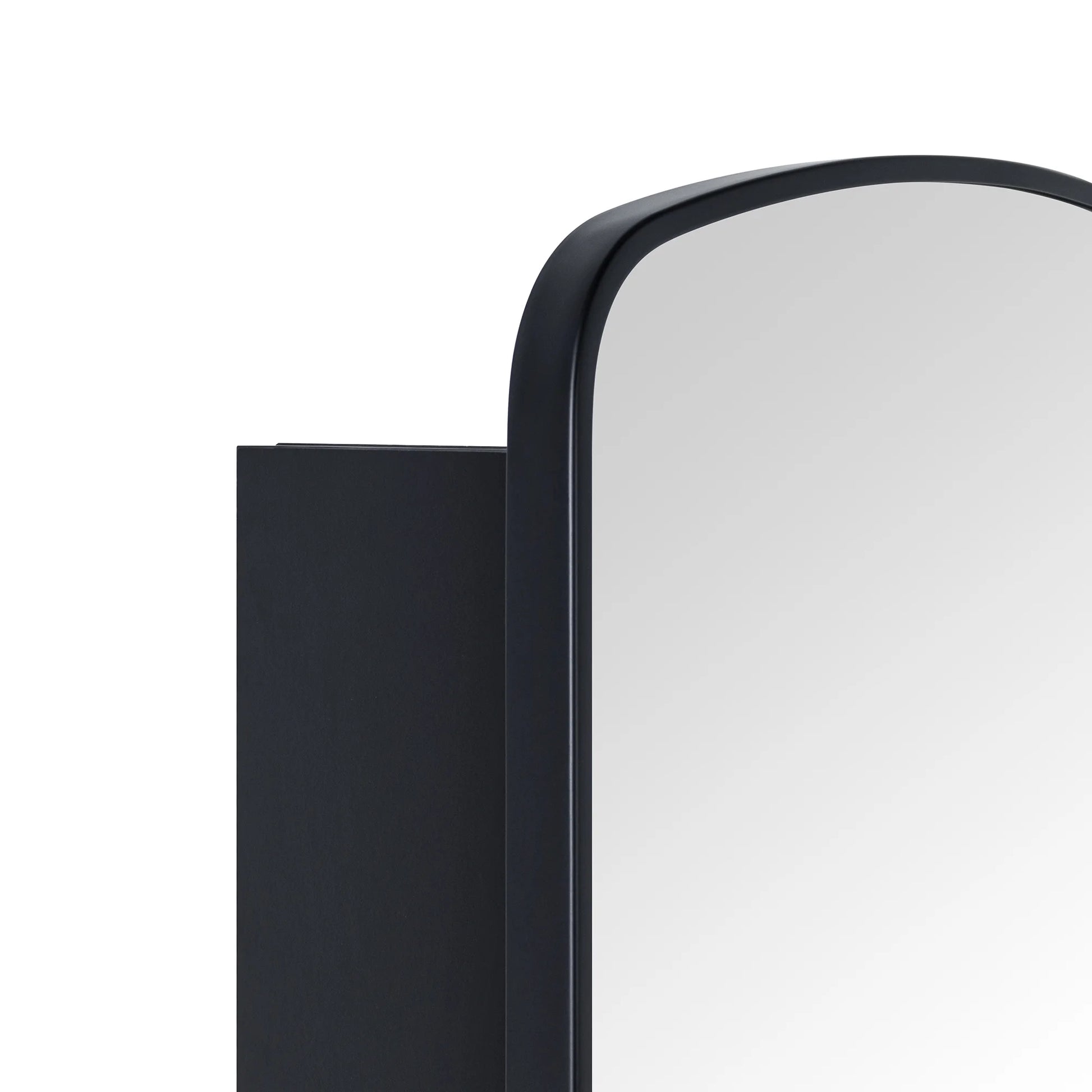 TEHOME Matt Black Surface and Recessed Mount Medicine Cabinet with Mirror Metal Framed Arch Bathroom Wall Cabinet with Mirror 18x27''