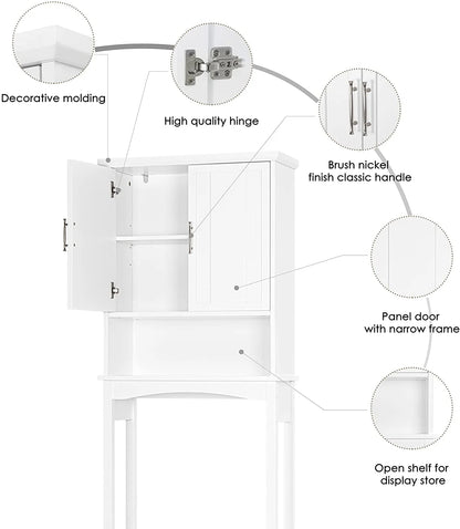 Spirich Home Over The Toilet Storage Cabinet, Bathroom Shelf Over Toilet, Bathroom Organizer Space Saver, White