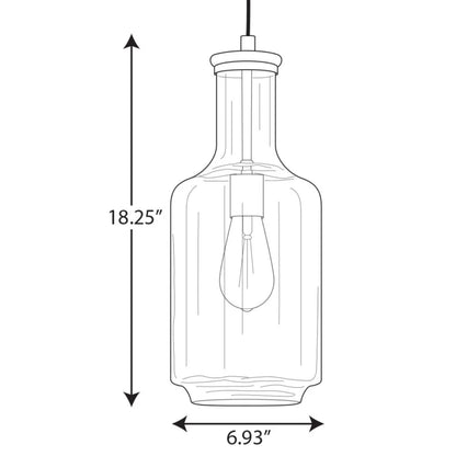 P500229-009-Progress Lighting-Latrobe - Pendants Light - 1 Light - Cylinder Shade in Coastal style - 7 Inches wide by 17 Inches high-Brushed Nickel