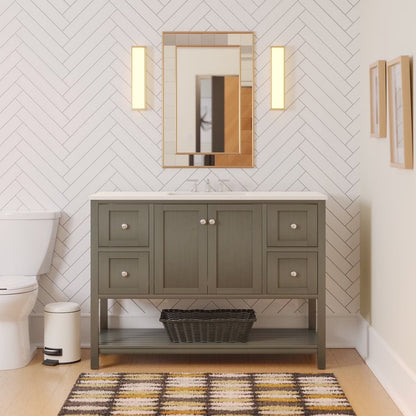 Lakeshore 48" Bathroom Vanity with White Cabinet and Engineered White Top