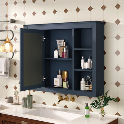 Euroco Wall Mounted Bathroom Mirror Cabinet Triple Door Vanity Storage with Concealed Shelves, Modern Design, Durable Construction, Easy Assembly