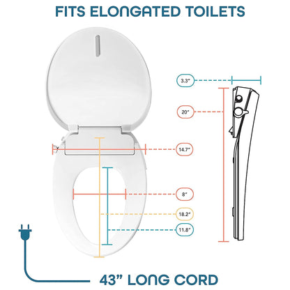 BidetMate 700 Series Electronic Smart Toilet Seat - White - Fits Elongated Toilets