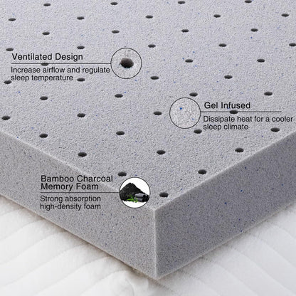 MAYEERTY 2 Inch King Mattress Topper - Gel Memory Foam, Cooling Double Bed Topper for Soft Sleep, Pressure Relief, CertiPUR-US