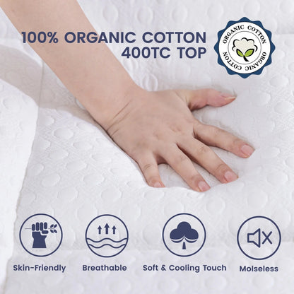 COOLHUT 4-Inch Dual Layer Gel Memory Foam Mattress King Size, 2-Inch Cooling Gel Memory Foam Plus 2-Inch 100% 400TC Ultra Thick Soft Mattress Pillow Cover, Cool Comfort, Breathable Pressure Reduction