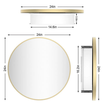 WallBeyond Bathroom Medicine Cabinet with Round Mirror Aluminum Framed 28", Black