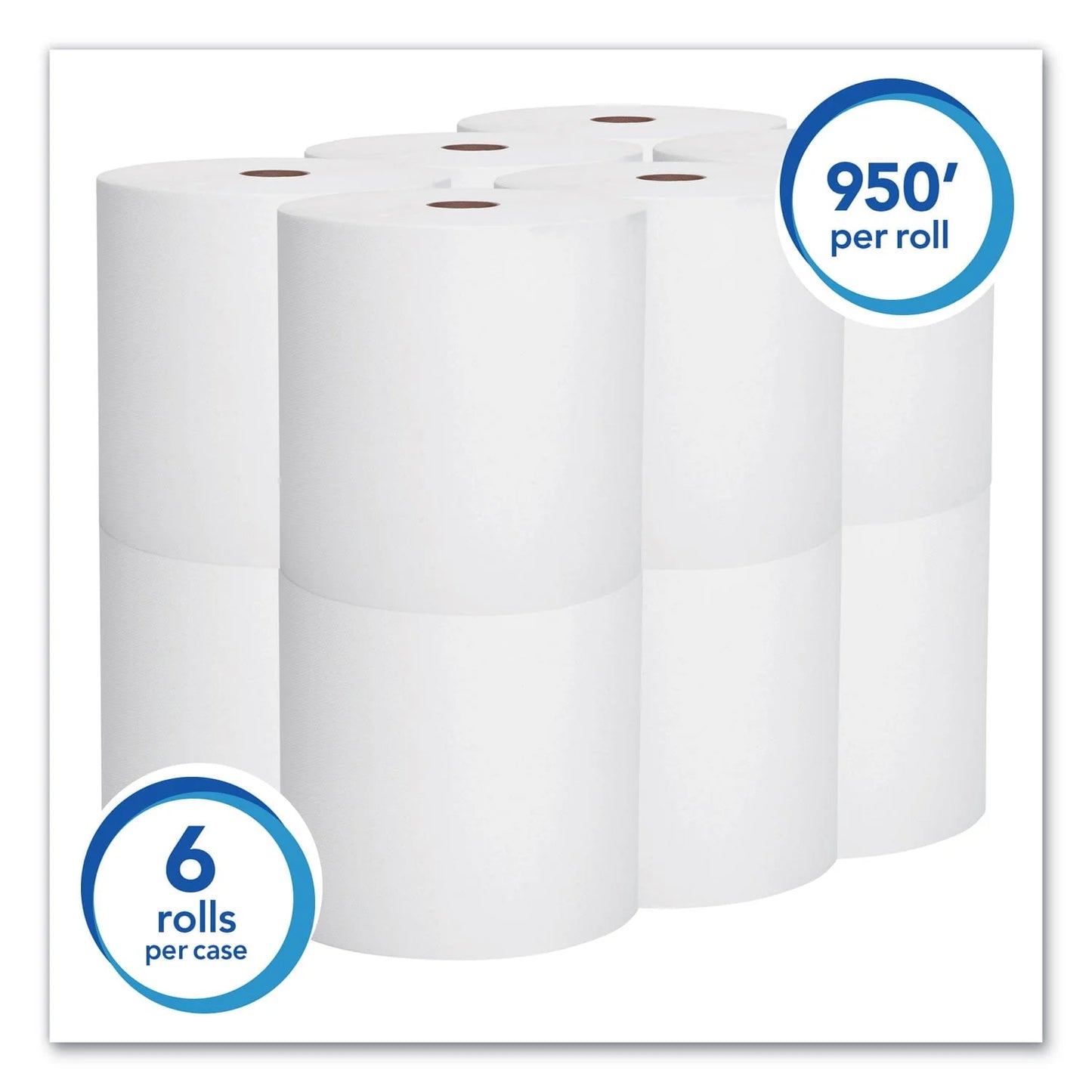 Scott Essential High Capacity Hard Roll Towels for Business, 1.75" Core, 8 x 950 ft, White,6 Rolls/CT -KCC02000