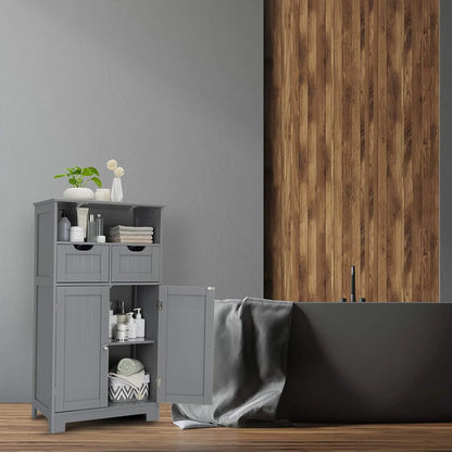 Giantex Multifunctional Floor Cabinet, Freestanding Bathroom Cabinet with Removable Drawers and Adjustable Shelf for Bathroom, Living Room, Bedroom or Entryway, 24 x 12 x 43 inches (Black)
