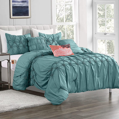 Elegant Comfort 12-Piece Bed-in-a-Bag, Ella Microsuede Comforter Collection with 6-Piece Sheet Set, Smart Pockets and Decorative Pillows, All Season Bedding, Full/Queen, Mint Green
