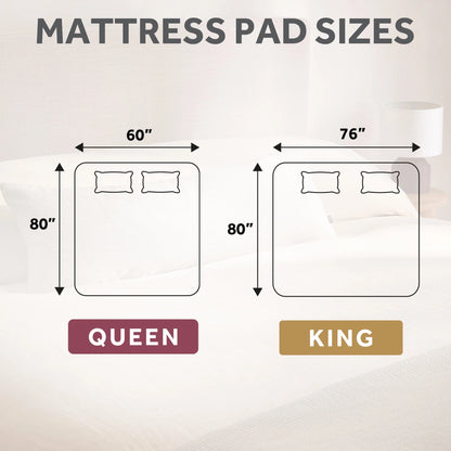 Sunbeam Restful Quilted Electric Heated King Size Mattress Pad, 76" x 80", 12 Heat Settings, 12-Hour Selectable Auto-Off, Machine Washable