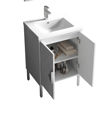 Tennant Brand 24" Modern White Bathroom Vanity with White Acrylic Top