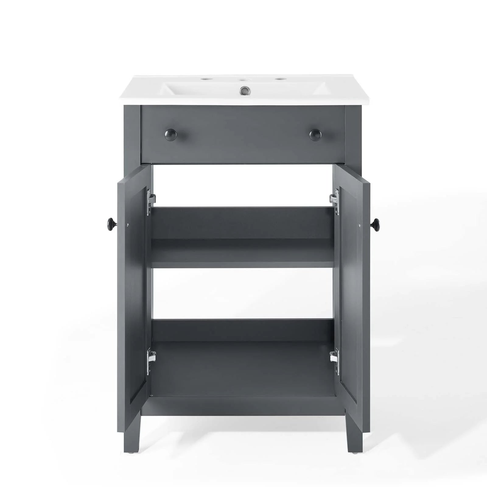 Modway Nantucket 24" Modern Wooden Bathroom Vanity in Gray and White
