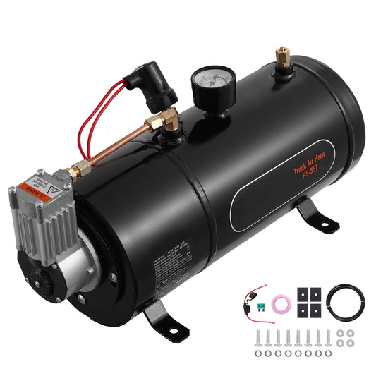 KFFKFF 12V Air Compressor System, 0.8 Gal/3L Tank, 120 psi, Ideal for Train Horns, Tire Inflation, and Air Mattresses, Onboard Compressor with Tank
