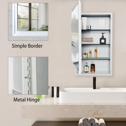 FUMANGO 16x26 Medicine Cabinet, Simple& Beautiful, Large Storage Space, Matte White for Bathroom Vanity