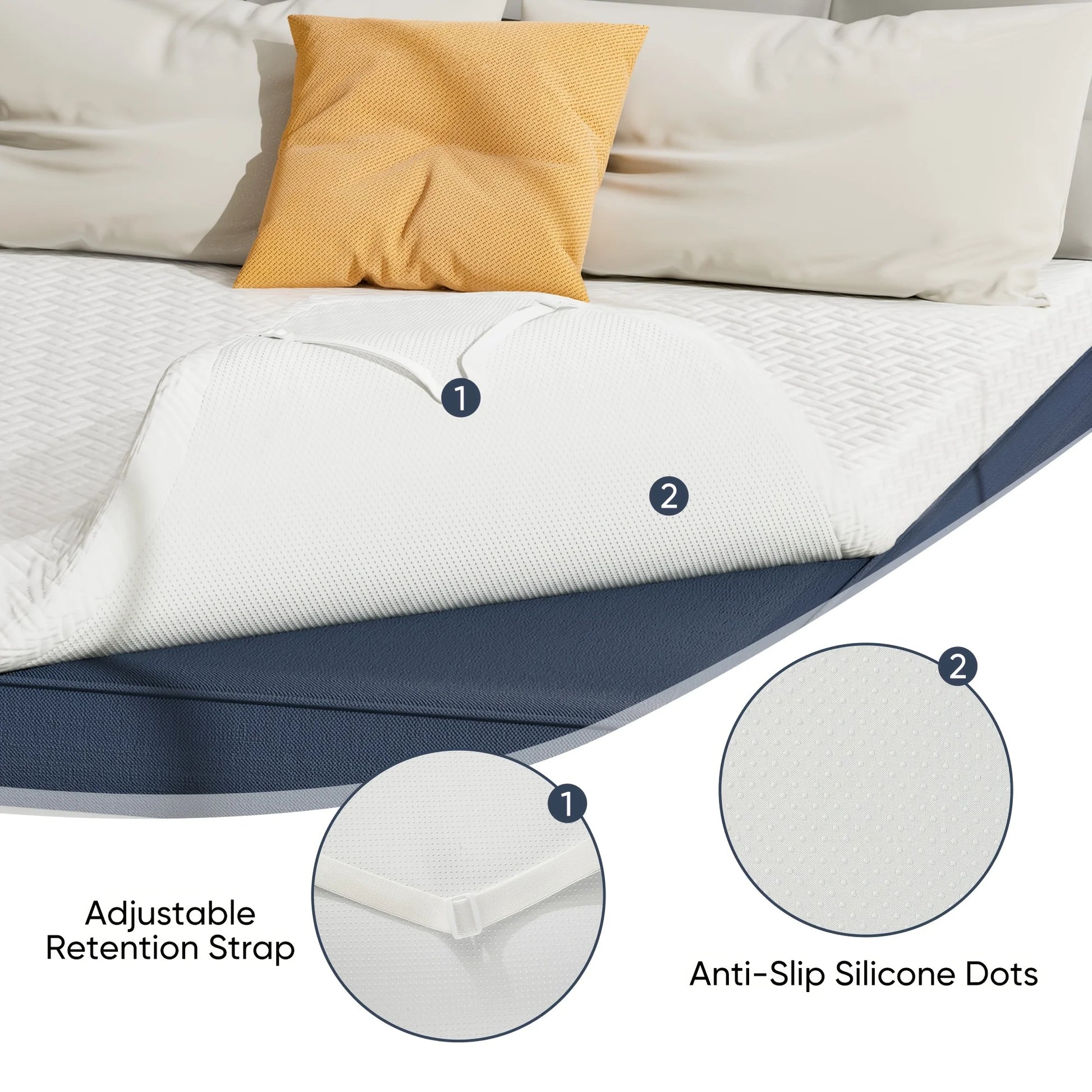 New Thickened Quilted Latex Layer High Resilience Zero Pressure Mattress Topper, Foldable 3D Edge Support, Memory High Resilience Latex Thickened Knitted Breathable Non-slip Pad Foldable