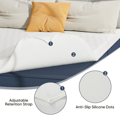 New Thickened Quilted Latex Layer High Resilience Zero Pressure Mattress Topper, Foldable 3D Edge Support, Memory High Resilience Latex Thickened Knitted Breathable Non-slip Pad Foldable