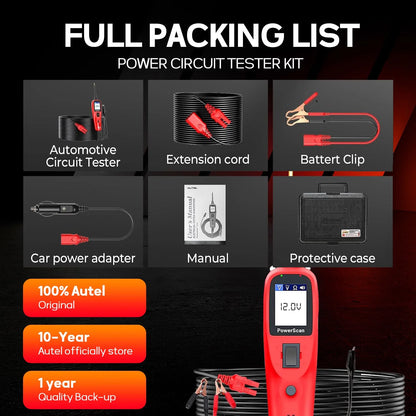 Autel PowerScan PS100 Automotive Circuit Tester, Power Circuit Probe Scan Tool, 12-24V Electrical Short Open Breaker Circuit Finder, AC/DC Current Resistance, 20ft Extension Cord