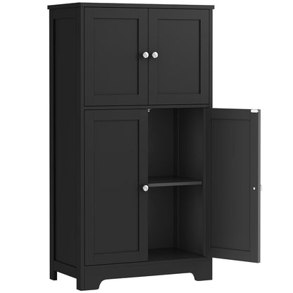 Bathroom Floor Storage Cabinet, Freestanding Bathroom Storage Unit with 2 Adjustable Shelves & 4 Doors, 11.8 x 23.6 x 42.7 Inches, White