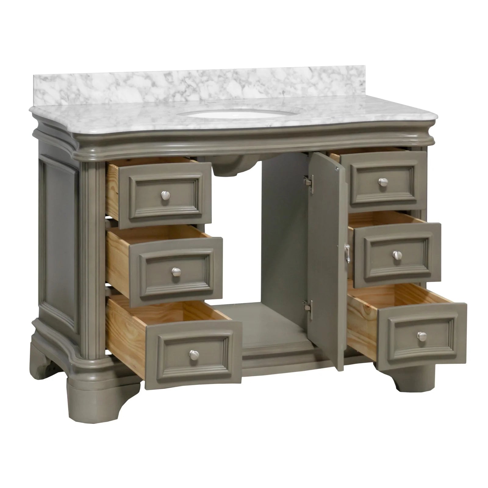 Katherine 48" Bathroom Vanity with Royal Blue Cabinet and Carrara Marble Top