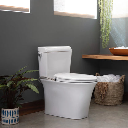 Brondell Bidet Toilet Seat Non-Electric Ecoseat, Fits Elongated Toilets, White - Dual Nozzle System, Ambient Water Temperature - Easy Installation, Elongated Size