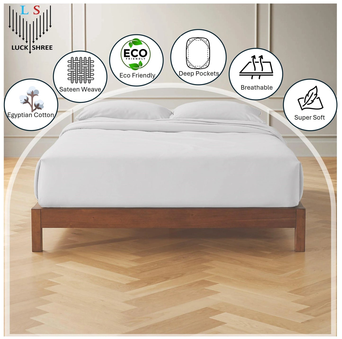 21-INCH EXTRA DEEP POCKETS -Twin XL Egyptian 700-TC Cotton 6-PC Sheet Set with 1 Fitted Sheet, 1 Oversized Flat Sheet 4 Pillowcases - Black