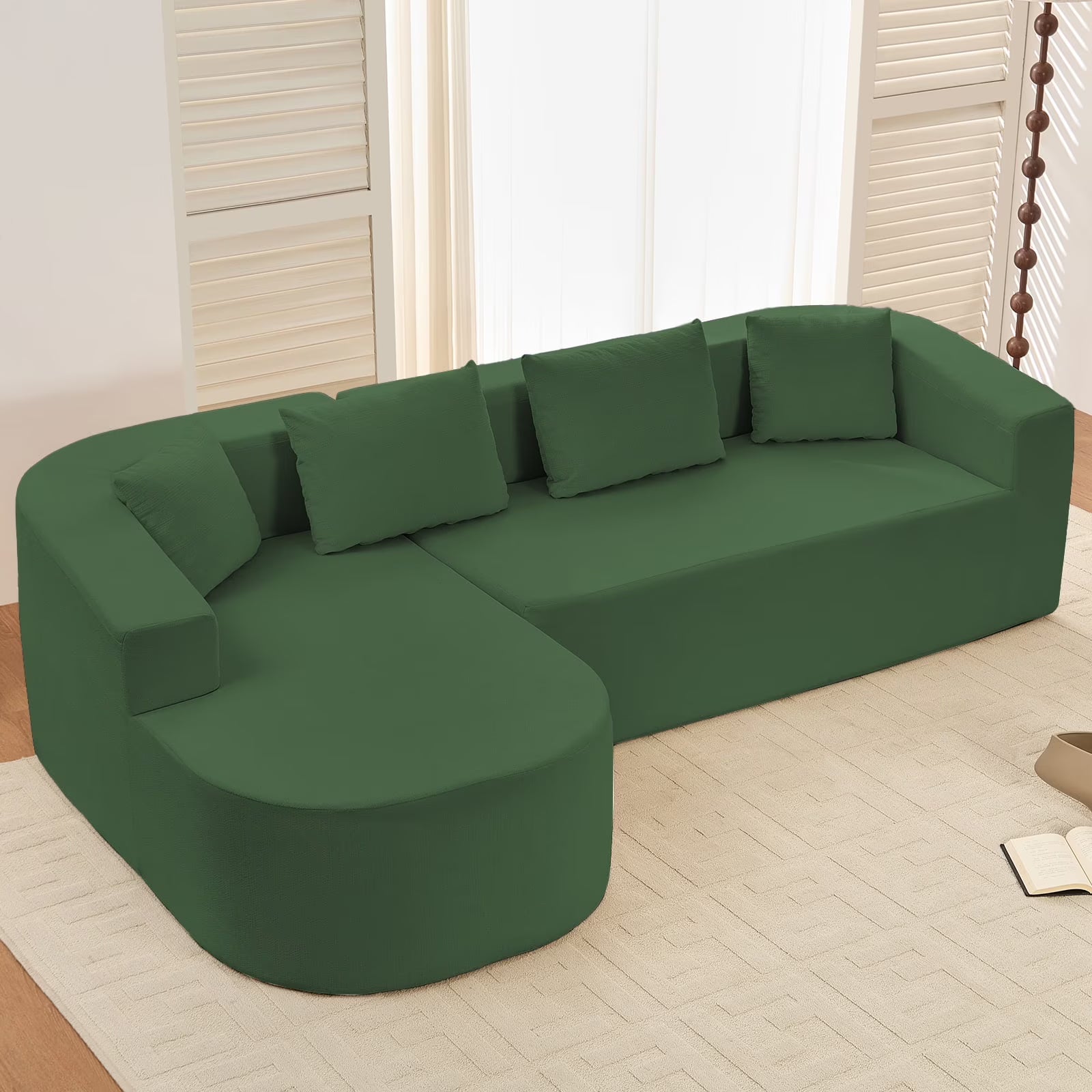 Puremind 67"W Curved Loveseat, Upholstered Chenille Sofa with Three Throw Pillows, Floor Sofa Couch for Living Room/Small Space, No Assembly Required, Dark Gray