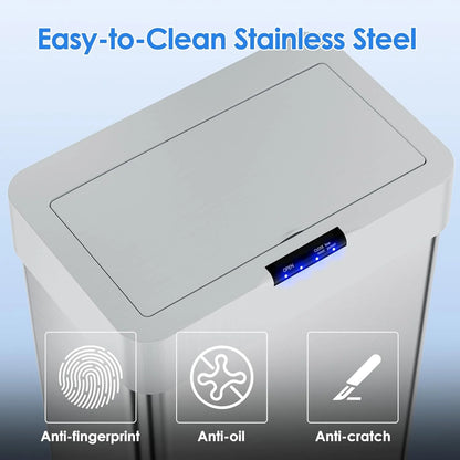 LAZY BUDDY 60 Liter/16 Gallon Stainless Steel Motion Sensor Trash Can for Kitchen, Bathroom, Rectangular
